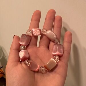 Pink and Clear Beaded Bracelet